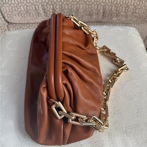 Elegant Brown Leather Chain Bag